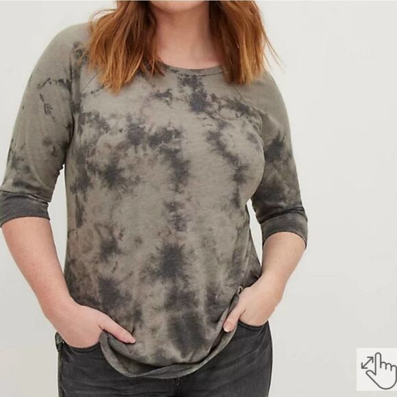 Torrid Raglan Baseball Tee Triblend Jersey Shadow Tie Dye Size 3/3x - Picture 1 of 5